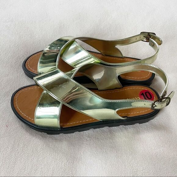 Gold Electric Karma Sandals Size 10 - Picture 3 of 8